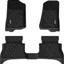 3W Floor Mats Fit for Jeep Wrangler 4XE 2021-2024 2025 Hybrid 4 Door (Non JL or JK), Black All-Weather TPE Floor Liner for 1st and 2nd Row Full Set Car Mats, Grey Logo