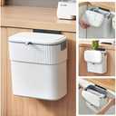 ELPHECO Hanging Trash Can with Lid 2.5 Gallon Kitchen Compost Bin for Under Sink, Plastic Wall-Mounted Garbage Can, Small Kitchen Trash Bin, Small Trash Can with Lid for Cupboard Countertop