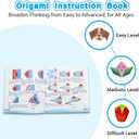 Origami Kit for All Ages 3D origami set with Guiding Book,152 Paper with 72 Patterns Double-Sided Colored Thick Origami Paper Suitable for Festival Gifts, Beginners & DIY Crafts