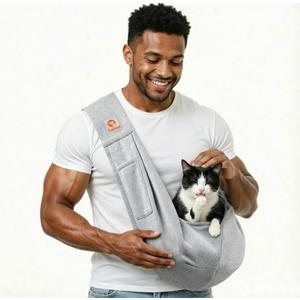 Tomkas Small Dog Sling Carrier - Cat Sling Carrier - Classic Pocket & Classic Strap - for 2-7 lbs Pets(Grey)