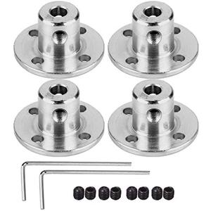 4 Pack 5mm Flange Coupling Connector, Rigid Guide Steel Model Coupler Accessory, Shaft Axis Fittings for DIY RC Model Motors, High Hardness Coupling Connector-Silver., Set of 4