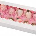 Tcoivs 30-Pack Cookie Boxes 12.5" x 5.5" x 2.5", Bakery Boxes with Window, Auto-Popup Treat Boxes for Pastries (White)