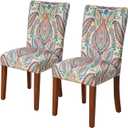 HomePop Parsons Classic Upholstered Accent Dining Chair, Set of 2, Colorful Paisley