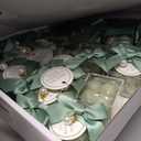 ACITHGL 30 Sets Fully Assembled Small Bubble Candle Party Favors for Guests Bulk Bridal Showers Favors Candles with Stylish Ribbons Thank You Cards Gifts (Green)