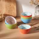 12 Oz Dessert Bowls Set of 6, 4.8 Inch Small Porcelain Ice Cream Bowls Set, Colorful Ceramic Cereal Bowls for Side Dishes, Dip, Snack, Rice, Soup, Portion, Fruits, Microwave and Dishwasher Safe