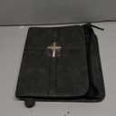Vegan Leather Bible Cover Case, Bible Bag with Phone Pocket, Bible Case for Men Women, Christian Gift Box Packaging (Black)