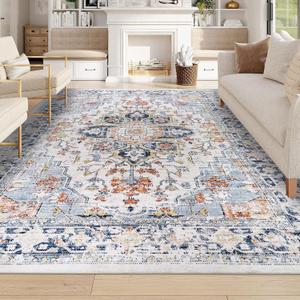 Homcomoda Area Rug for Living Room 6'x9' Machine Washable Rugs Vintage Printed Area Rugs Distressed Non-Slip Floor Carpet for Bedroom Dining Room Ofiice