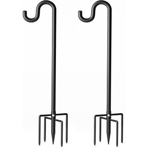 76" Shepherds Hooks for Outdoor, Extra Thick Bird Feeder Pole with 5 Prong Base, Adjustable Shepards Hook for Garden, Weddings, Hanging Plant
