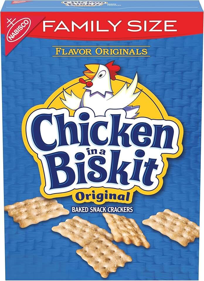 CHICKEN IN A BISKIT Original Baked Snack Crackers, Lunch Snacks, Family Size, 12 oz