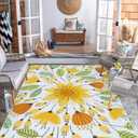 Lahome Floral Indoor Outdoor Rug, 6x9ft Non Slip Outdoor Patio Rug for Backyard Picnic, Soft Large Outdoor Camping Rugs for Balcony Deck, Washable RV Outdoor Rugs for Living Room Bedroom,Yellow