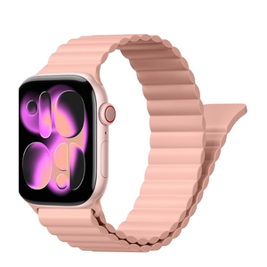 Magnetic Sport Bands for Apple Watch Band 40mm 38mm 41mm 42mm 44mm 45mm 46mm iWatch bands for Women Men,Silicone Loop Strap Wristband for Apple Watch Series 11 10 9 8 7 6 5 4 3 SE 3/2nd Ultra/3/2 49mm (Pink)