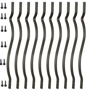 HZIU 61 Pack Metal Deck Spindles, 32.25" Heavy Duty Railing, Wave Arc Baluster with Black Screws, Stylish for Outdoor Stair Porch