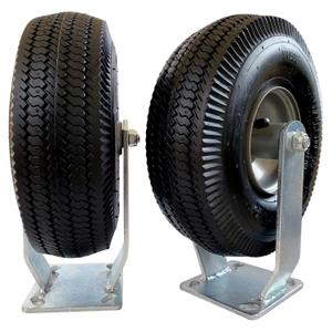 2-Rigid 10" Pneumatic Caster Black Rubber Wheel - 800 lbs. Capacity