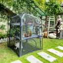 Automatic Pop-Up Cat Enclosure|3-Tier Cat Tent|Cage|Outdoor Catio with Patent,Breathable Portable & Foldable, Stable Structure for Indoor/Outdoor, Free Teaser Wand,Friendly Connectable playpen-Black