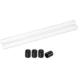 uxcell 2Pcs Clear Rigid Acrylic Pipe, 12mm(0.47") ID x 16mm(0.63") OD 12" Round Polycarbonate Tube Plastic Tubing with Rubber Caps for Plumbing, Lighting, Aquarium, DIY Projects