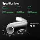 VIVOSUN 6 Inch 16 Feet Flex Air Aluminum Ducting, Flexible Dryer Vent Hose for HVAC Ventilation with 2 Stainless Steel Clamps