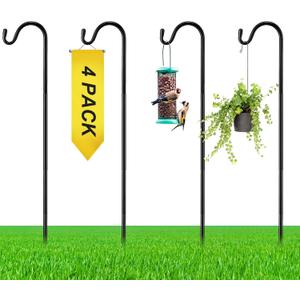 4 Pcs 45 Inch Shepherds Hook for Outdoor Adjustable Bird Feeder Pole Metal Steel Shepard Hooks for Hummingbird Stand Feeder Pole for Garden Plant, Lantern, Hanging Wedding Decor