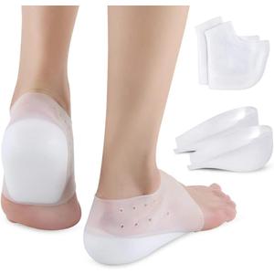 Dr.Pedi Height Increase Heels Cushion Insole, Gel Heel Invisible Height Elevators, Heal Dry Cracked Heels Arch Support Heel Protectors 2.5CM (White)