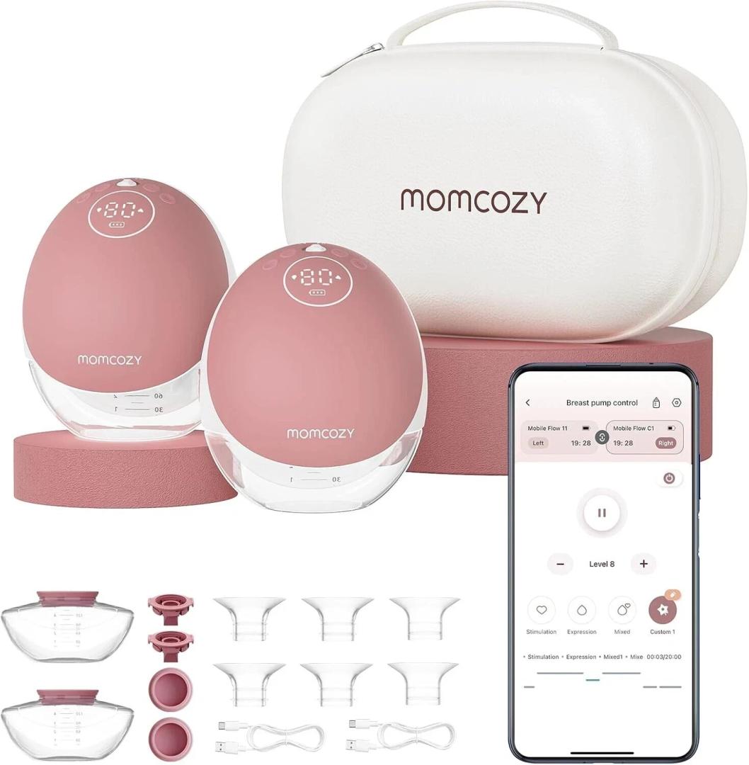 Momcozy Breast Pump Bag for Hands-Free Wearable Breast Pumps, Hard Shell Case with Removable Tray, Watertight Breast Pump Storage Bag for Pumping Bag, Diaper Bag, or Handbag（Holds 2 Pumps）