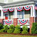 3x6Ft American Bunting Flags Outdoor, Patriotic Bunting for 4th of July Decorations, Memorial Day Patriotic Decorations, USA Pleated Fan Flag for Outdoor Indoor Use (Set of 3)