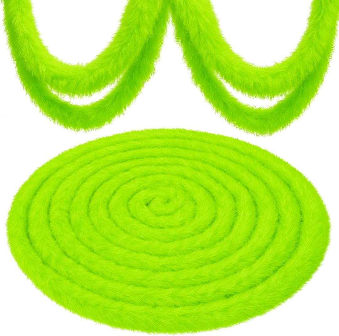WILLBOND Christmas Faux Fur Ribbon Trim Winter Tree Garland Artificial Furry Stripe Accessory Holiday Faux Fur Fabric Roll Garland for Xmas Party Sewing Costume Trimming(Green,3 Inch X 60 ft)