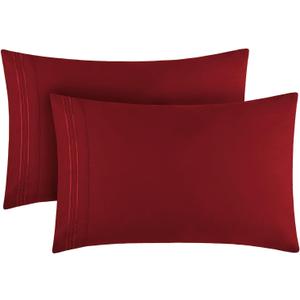 Mellanni Pillow Cases - Luxury, Extra Soft, Cooling Pillow Covers - 2 PC Iconic Collection Pillowcases - Envelope Closure (King 20" x 40", Brick Red)