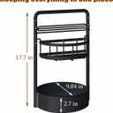 JEESA Rotating Spice Rack with Paper Towel Holder, 2 Tier Lazy Susan for Spices, Sturdy Iron Seasoning Organizer for Kitchen Countertop, Black