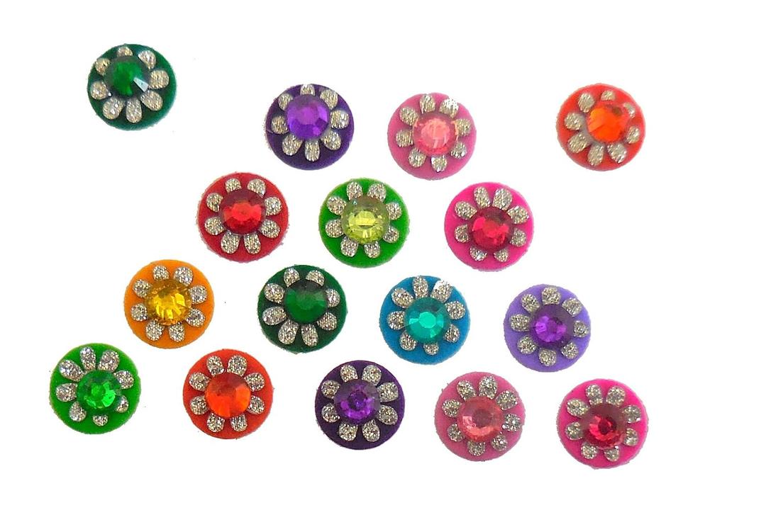 4 Packs round/Moon bindi (Round Colored)
