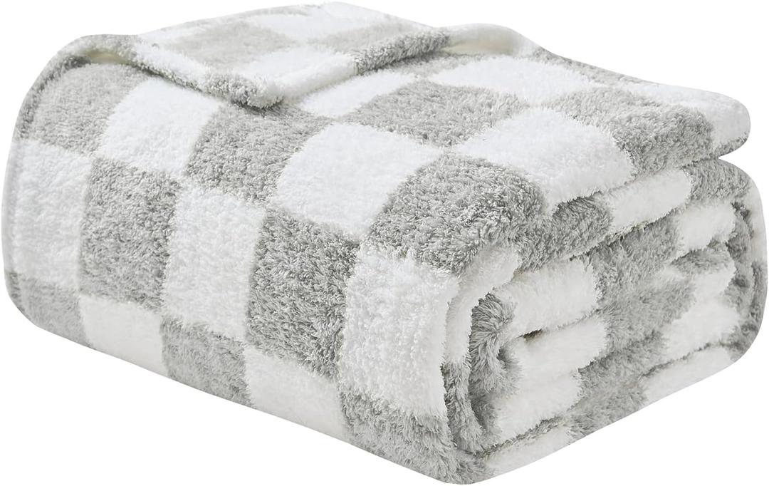 EMME Checkered Gift Blanket Twin Size - 60"*80" Grey Bed Blanket