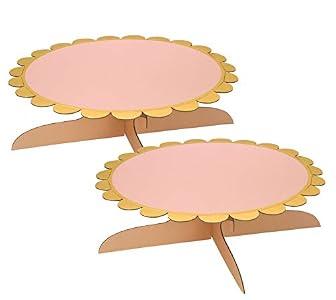 12 inch Cardboard One Tier Cake Stand for Birthday Party Decorate（2, Pink）