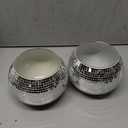 6 Pcs Disco Vase, Silver Mirror Ball Disco Ball Planter 5" X 6" Glass Silver Candle Holder White Vases for Centerpieces Table Decorations Party Wedding Birthday Gift