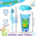 AFZMON 24 Monster Party Decorations Cups with Lids and Crazy Straws for Kids- Monster Plastic Fun Cups Birthday Party Favors Goodie Bag Stuffers for Toddler