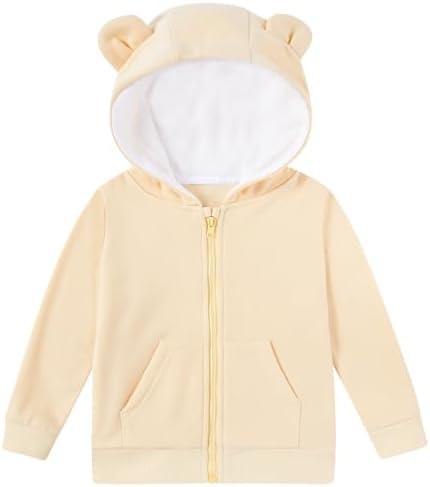 Vieille Baby Toddler Fleece Hooded Jacket Boys Girls Cute Bear Ear Zip Up Outerwear 1-5 Years, 4Y