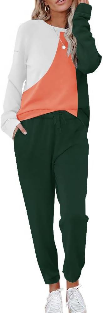 ETCYY NEW Lounge Sets for Women Two Piece Outfits Sweatsuits Sets Long Pant Loungewear Workout Athletic Tracksuits (Small, Colorblock-6)