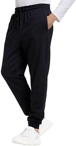 DITOK Men's Sweatpants with Zipper Pockets, Fleece Tapered Sweatpants for Mens Joggers, Lightweight Mens Athletic Sweat Pants, L