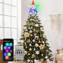 Christmas Tree Topper Star 7" LED Lighted Star Tree Top w/Remote Control, 5Point Star RGB Night Light Treetop, Small Xmas Tree Decor for Christmas, USB Plug in/Wire 9.84Ft