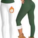 Blue Breath Fleece Lined Leggings Women-Tummy Control High Waisted Workout Thermal Warm Soft Yoga Pants (Green, L)