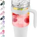 Tronco 40 oz Glass Tumbler with Straw and Lid, Leak-proof Flip Straw, Reusable Iced Coffee Cup with Handle, Glass Water Bottles Fits in Cup Holder, Lead-Free, BPA-Free