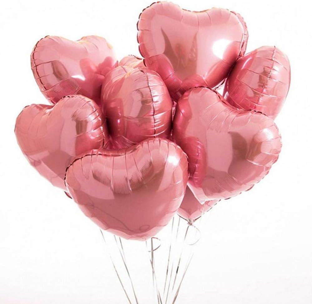 25pcs Heart Shape Foil Mylar Balloons Pink 18" for Birthday Party Decorations, Wedding Decor, Engagement Party, Holiday, Baby Show