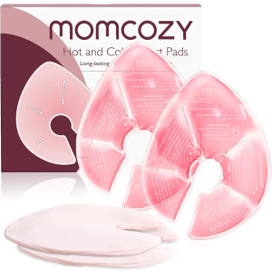 Momcozy Larger Breast Therapy Packs, Hot and Cold Breast Pads with 2 Soft Covers, Breastfeeding Essentials，2 Pack，Pink