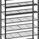 10-Tier Tall Shoe Rack Organizer Shoe Storage for Entryway 30-40 Pairs Metal Shoe Rack for Closet Heavy-Duty Shoe Shelf with Wooden Top Shelf for Garage Rustic Brown