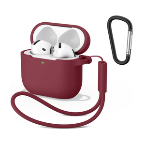 Meliya for Airpods 4 Case Cover 2024 with Cleaner Kit & Keychain & Lanyard, Soft Silicone Protective Case for Apple AirPods 4th Generation, Supports Wireless Charging (Wine Red)