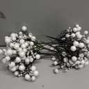 Geosar 24 Pieces Christmas Glitter Berries Stems 10 Inch Christmas Berry Picks Artificial Glittered Berries Ornaments Floral Stems for Xmas Tree, Home Wreath, Party Decoration(White)