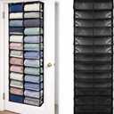Sweatshirt Storage Hanging Organizer 26 Clear Pocket Hanging Sweatshirt Rack Holder Pockets Wall Shoes Bag Portable Closet Wardrobe for Closet Storage Men Women Handbags (Black)