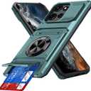 Case for Motorola Moto G Stylus 5G 2025 with 360 Magnetic Rotated Ring Kickstand Hidden Card Slot Heavy Duty Dual Layer Protective Phone Cover for Moto G Stylus 5G 2025, Green RJ