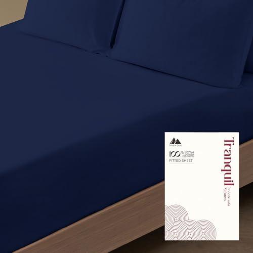 Mayfair Linen 100% Egyptian Cotton Deep Pocket King Fitted Sheet - Luxury 800 Series Tranquil Collection King Fitted Sheet Only (Navy Blue), Soft Cooling Hotel Bottom Sheets, Fits Upto 18" Mattress