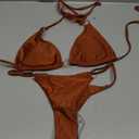 Sexy Bikinis for Women 2 Piece Bikini Spaghetti Strap Swimsuits Solid Color Bathing Swimwear Triangle Bathing Suit (Small, Brown)