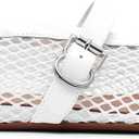 Women's Mesh Ballet Flats Buckle Strap Comfortable Ballerina Shoes Ladies Clear Fishnet Wide Width Flats for Women Slip-on Casual Dress Mary Jane Flats Fall 2025
