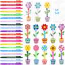 50 Sets Teacher Appreciation Gift Bulk -50 Inspirational Ballpoint Pens & 50 Flowerpot Shaped Motivational Cards - Classroom Appreciation Gifts, Teacher Supplies,Thanksgiving Christmas gifts