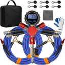 MILADO 4 Way Tire Inflator, 4 Tire Inflation Deflation System, 4 Tire Air Up Down System, Off Road Tire Inflator with Gauge, Air Down Tire Deflators Kit for Trucks Jeeps Fits Up to 125" Wheelbase
